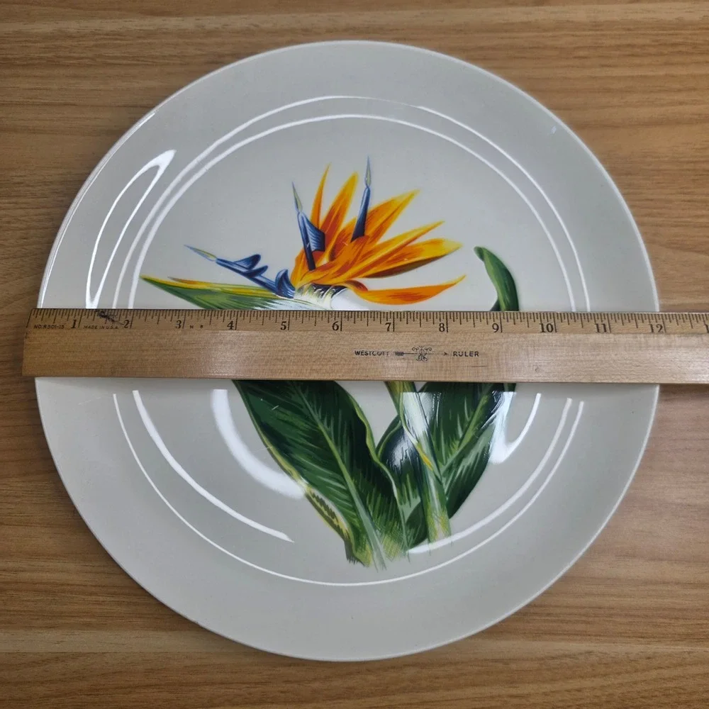 Santa Anita Ware Bird Of Paradise Flowers Of Hawaii Chop Plate & Vegetable Bowl - Picture 4 of 11